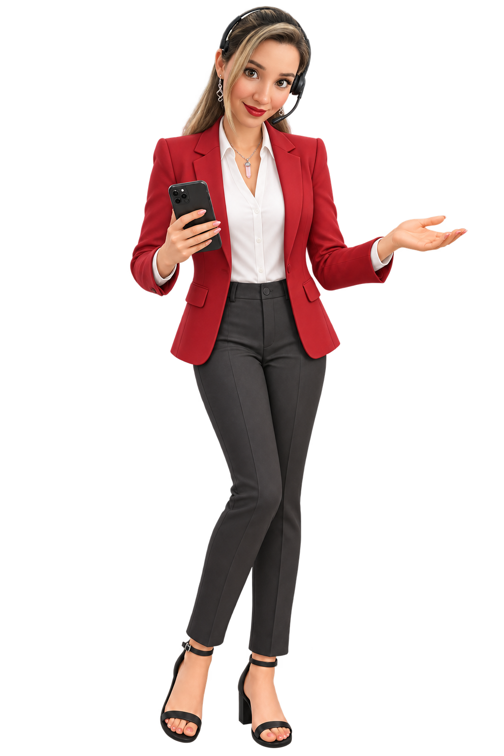 Asesora inmobiliaria utilizando su celular